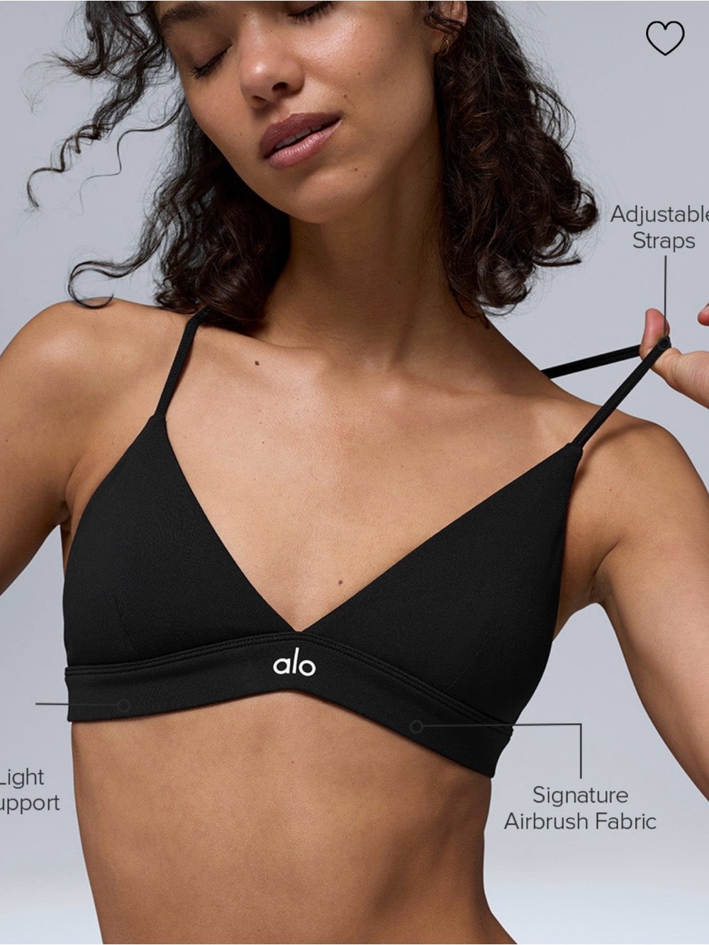 ALO Yoga Black Triangle Bralette with Adjustable Straps